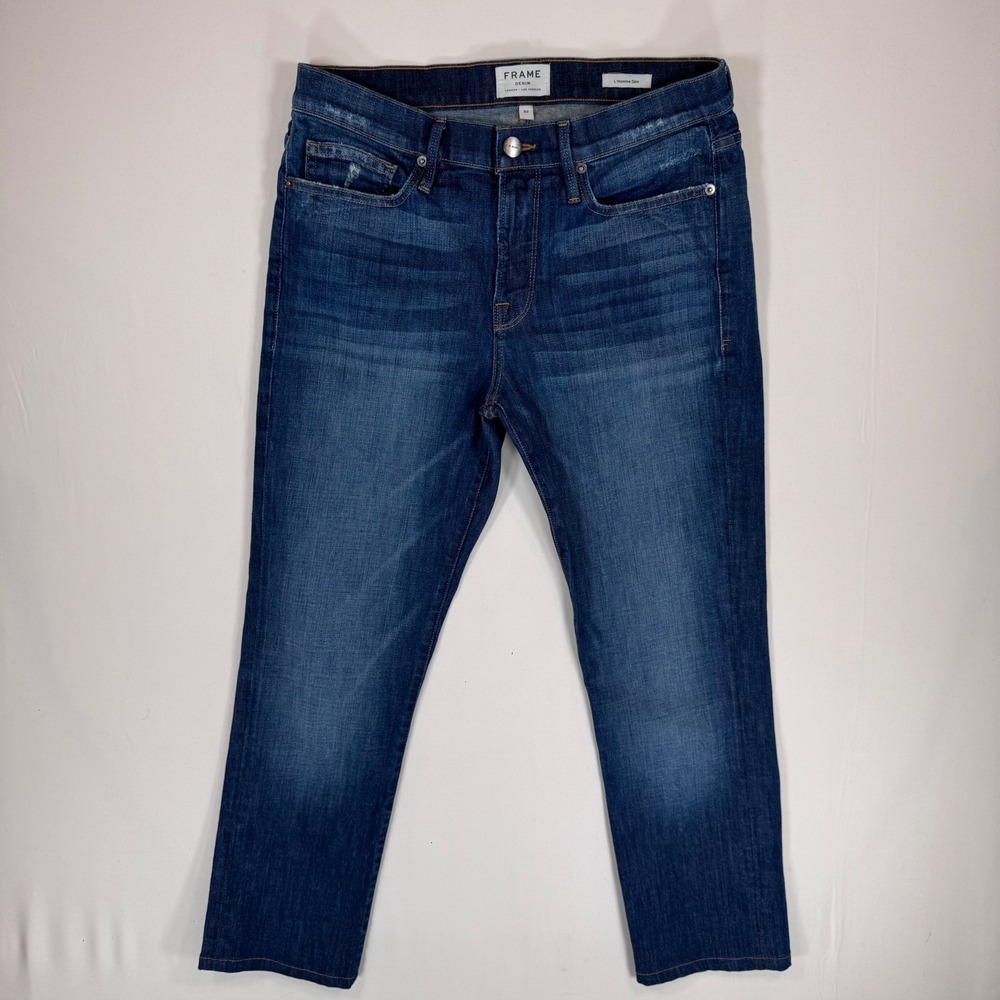 Frame Jeans L'Homme Slim Murdy Blue Distressed 32‎ 32x27 Casual Designer Denim